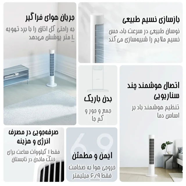 پنکه ایستاده 24 وات شیائومی مدل Smart Tower Fan 2 101810945